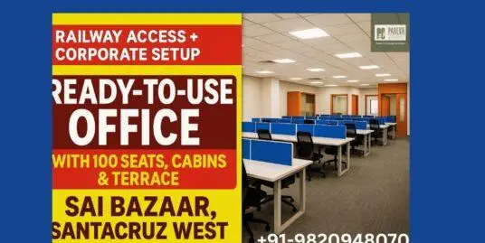 Ready-to-Use Office with 100 Seats, Cabins & Terrace | Sai Bazaar, Santacruz West, Western Suburbs, Mumbai 400054