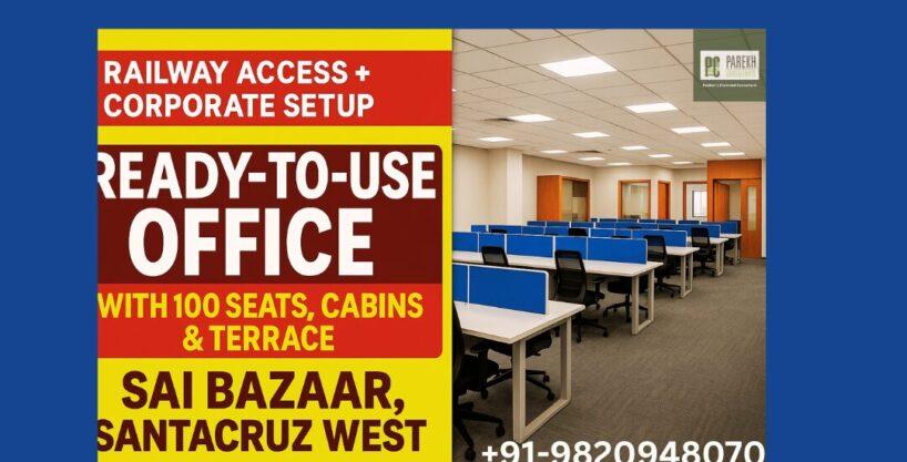 Ready-to-Use Office with 100 Seats, Cabins & Terrace | Sai Bazaar, Santacruz West, Western Suburbs, Mumbai 400054