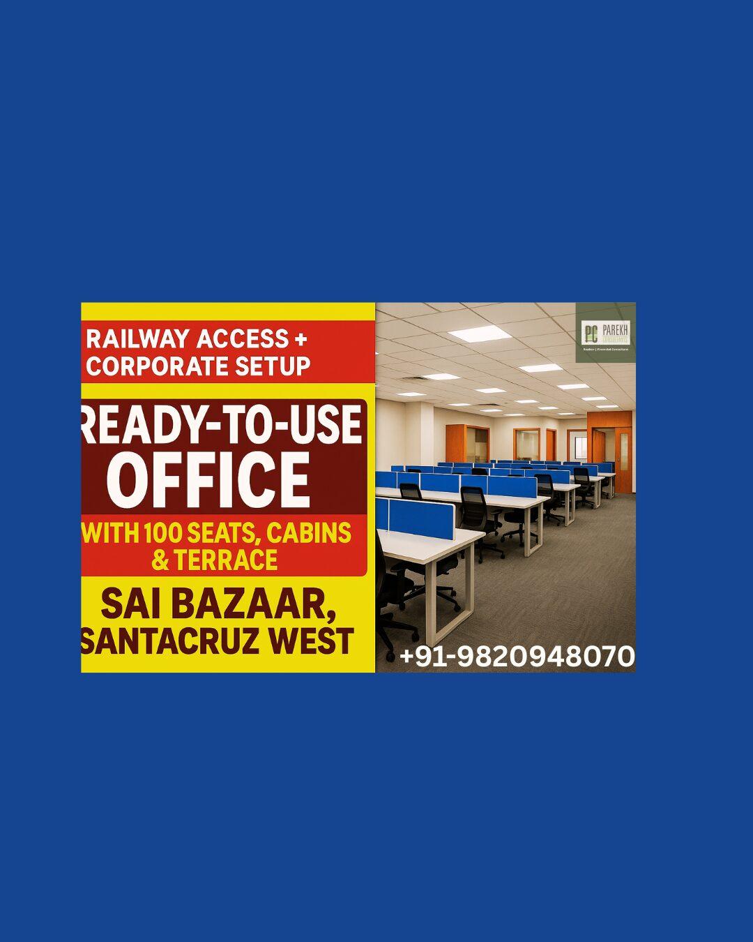 Ready-to-Use Office with 100 Seats, Cabins & Terrace | Sai Bazaar, Santacruz West, Western Suburbs, Mumbai 400054